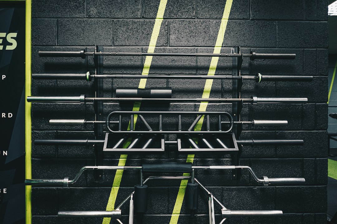 Barbell storage wall of the kind supplied as private label fitness equipment