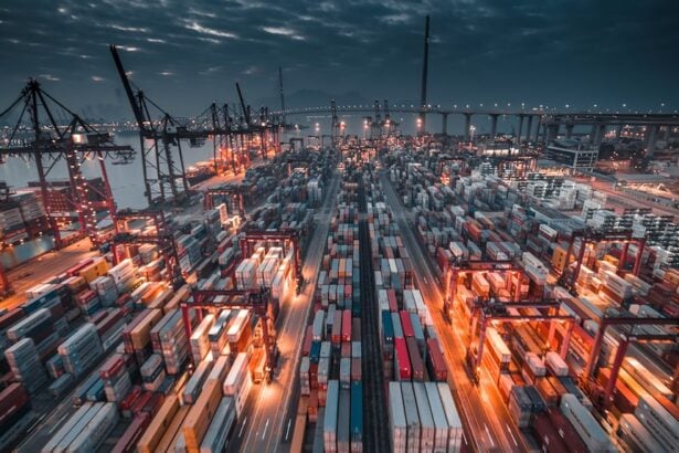 Container terminal where fitness equipment tariffs are assessed on imported freight