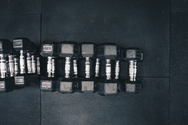 Hex dumbbells racked on a strength floor where gym noise control begins with equipment choice