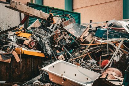 Mixed scrap metal in a yard, the last stop for frames when equipment decommissioning is done properly