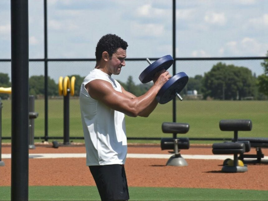 Outdoor session showing mobile personal training equipment in use away from a studio