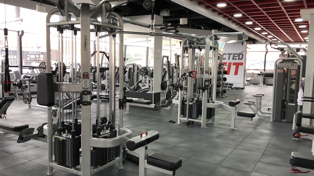 Selectorized line where accessible fitness equipment transfer space must be held open