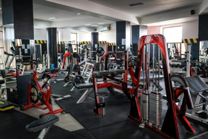Club strength floor where a commercial weight bench takes the most traffic