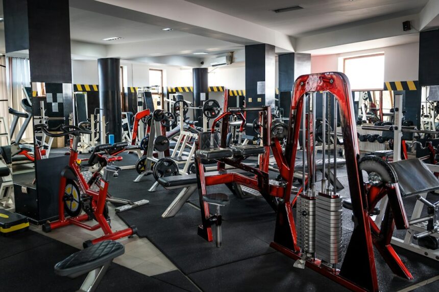 Club strength floor where a commercial weight bench takes the most traffic