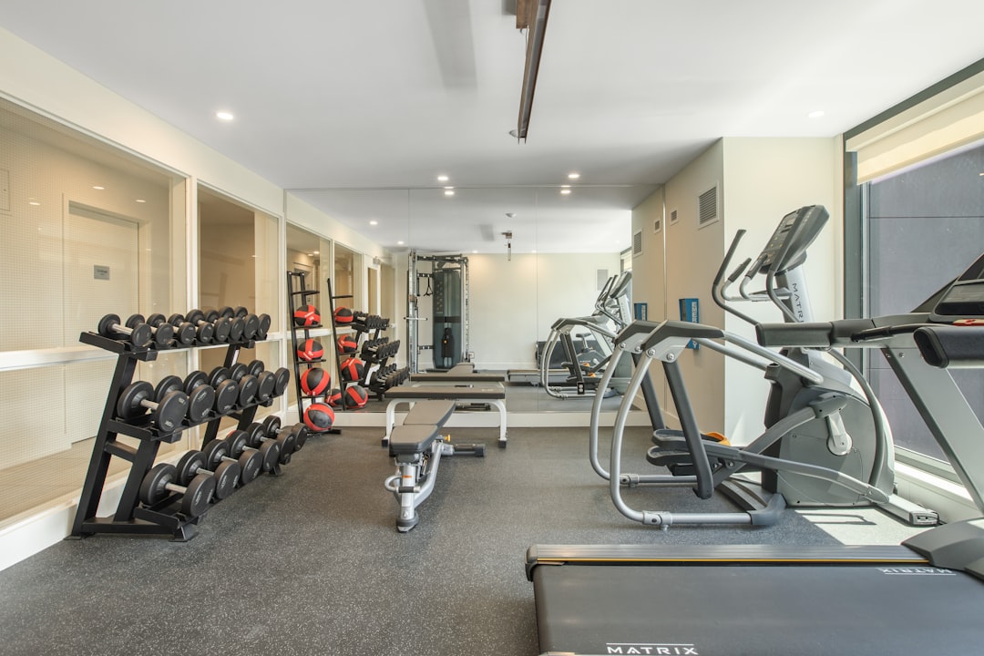 Unstaffed room specified with amenity gym equipment for residents