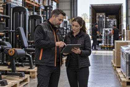 Fitness equipment distribution partners coordinating inventory and delivery sequence