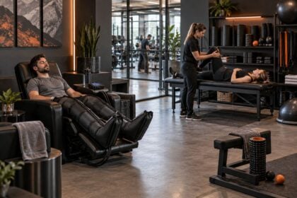 Recovery equipment for gyms arranged in a supervised member recovery zone