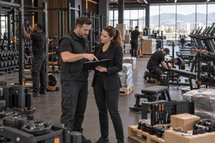Regional fitness equipment supplier coordinating installation for a gym opening